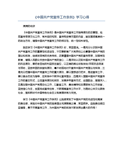 《中国共产党宣传工作条例》学习心得