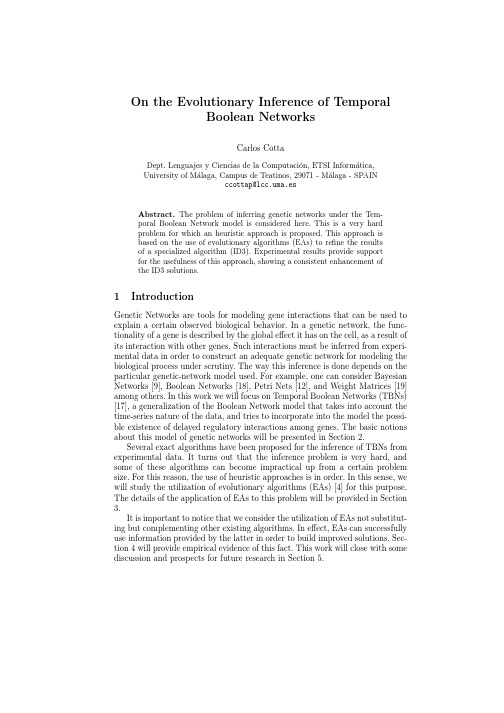 On the evolutionary inference of temporal boolean networks