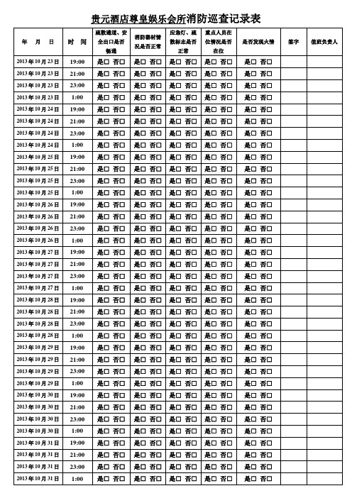 消防巡查记录表