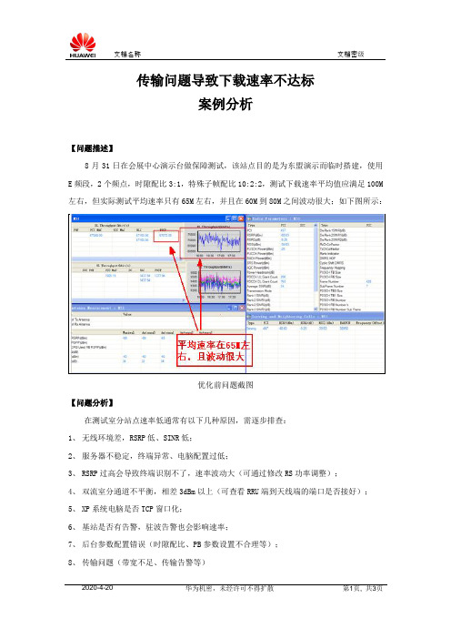 TD-LTE传输问题导致下载速率不达标案例分析-网络性能分析