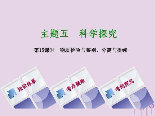 北京市2018年中考化学基础复习方案主题五科学探究第15课时物质检验与鉴别分离与提纯课件