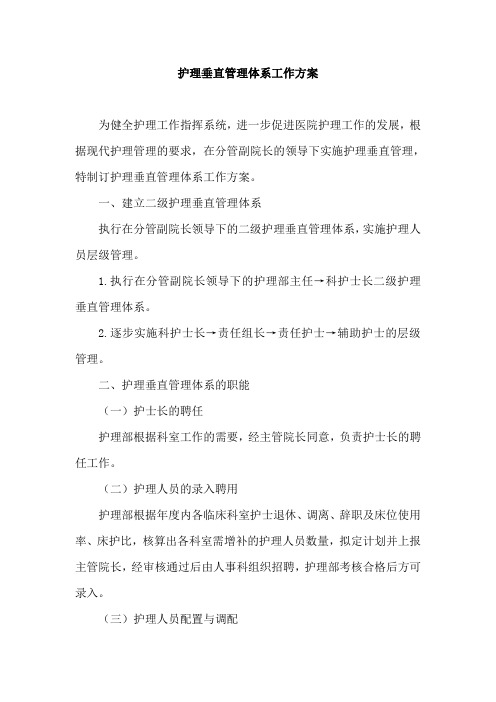 关于护理垂直管理体系的工作方案