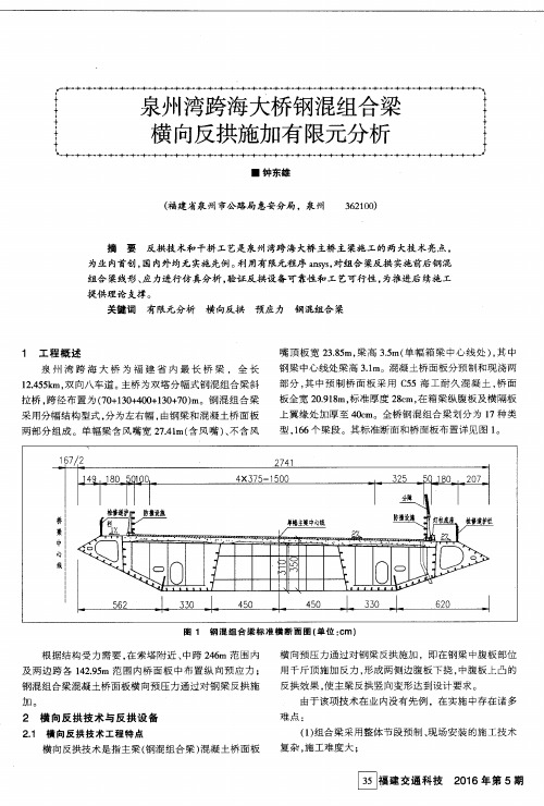 泉州湾跨海大桥钢混组合梁横向反拱施加有限元分析