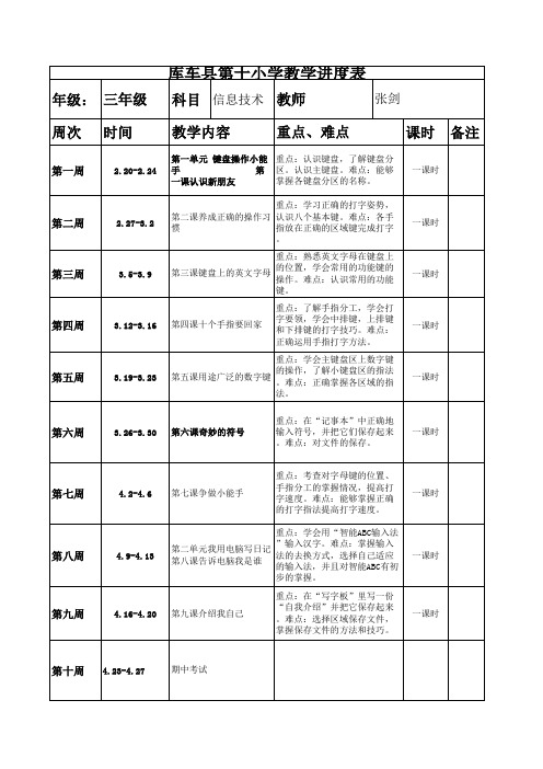 3信息技术教学进度表