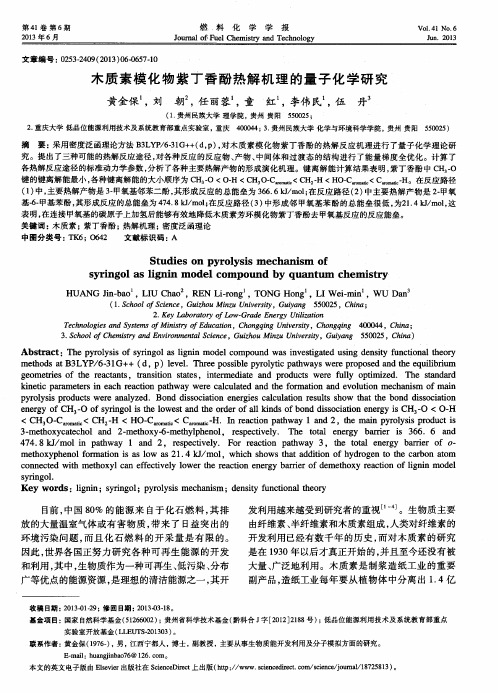 木质素模化物紫丁香酚热解机理的量子化学研究