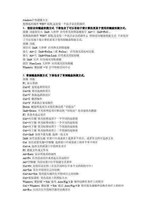 超全windows7快捷键