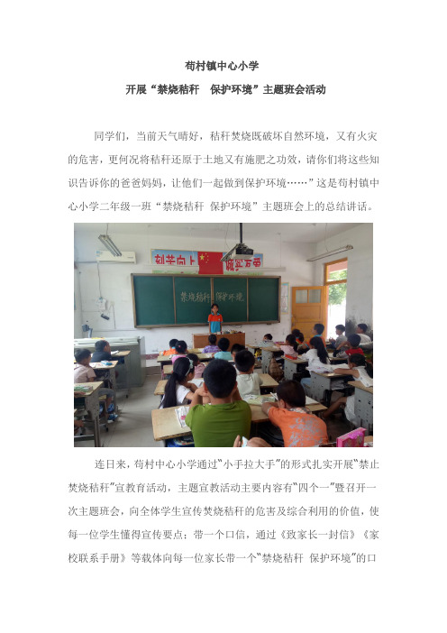 苟村镇中心小学“禁烧秸秆 保护环境”主题班会