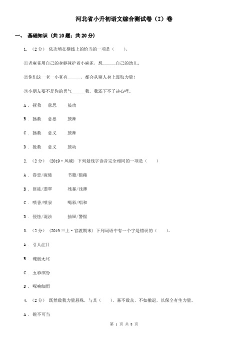 河北省小升初语文综合测试卷(I)卷