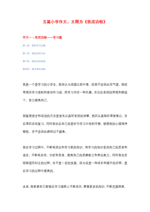 5篇小学作文,主题为《我成功啦》