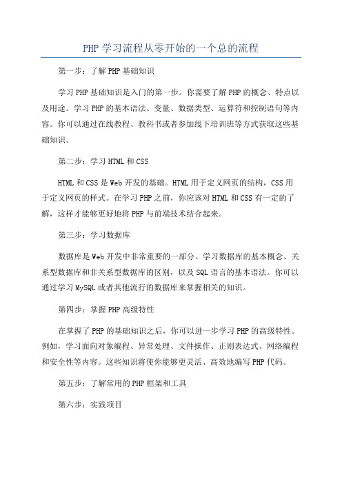 PHP学习流程从零开始的一个总的流程