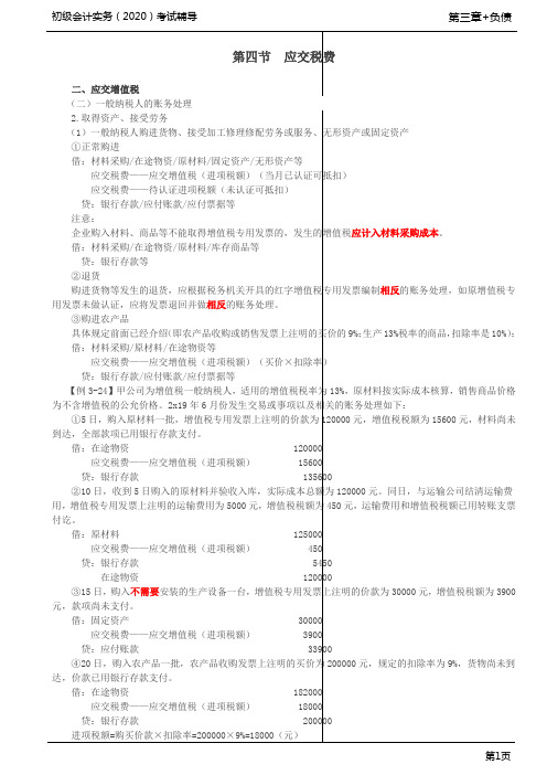 2020年初级会计实务考试 第35讲_应交税费