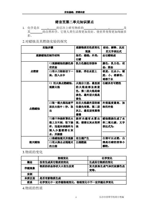 绪言至第二单元知识要点2012国庆用