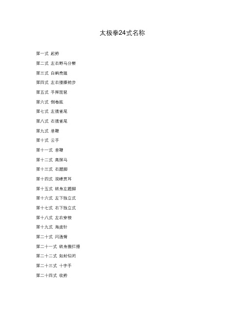 太极拳24式名称