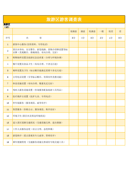 旅游区游客调查表格Excel模板