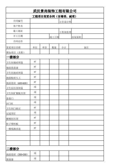 工程项目变更通知单