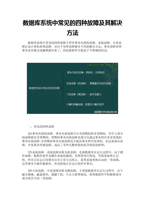 数据库系统中常见的四种故障及其解决方法