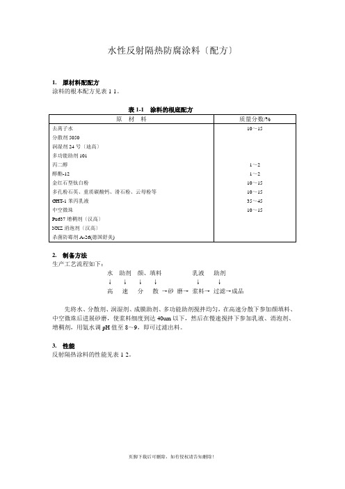 水性反射隔热防腐涂料(配方)