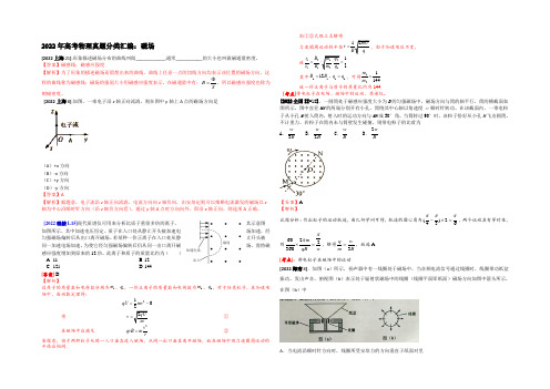 2022年高考物理真题分类汇编选修3-1磁场 Word版含答案