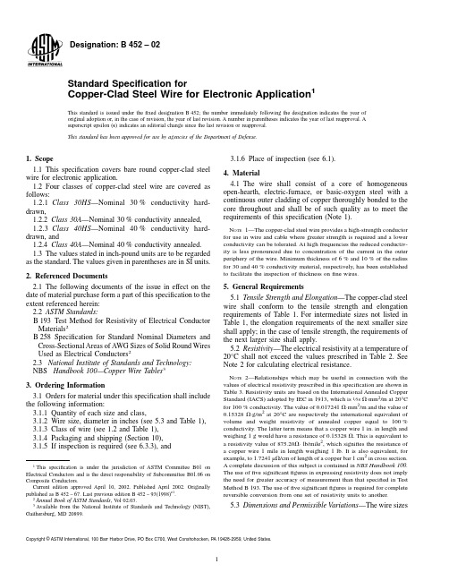 ASTM B452-2002 铜包钢线标准规范(英文)