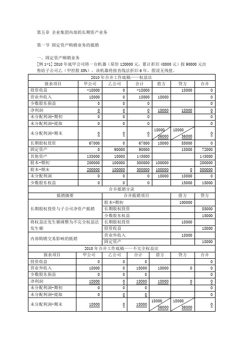 陈信元主编高级财务会计第五章企业集团内部的长期资产业务