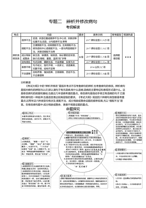 高考语文(课标版)一轮复习讲义：专题二 辨析并修改病句+Word版含答案.doc