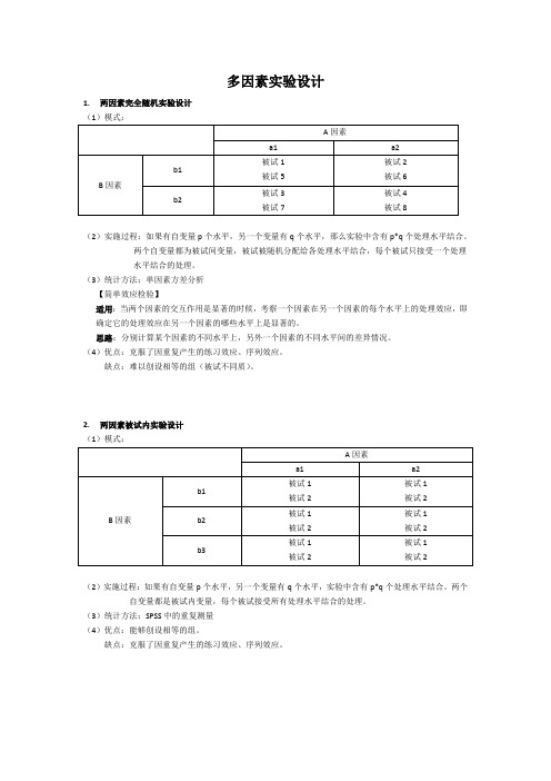 心理学多因素实验设计模版