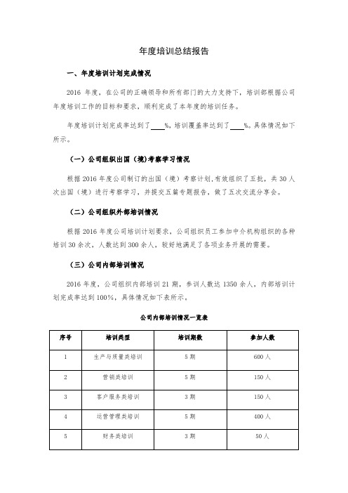 年度培训总结报告