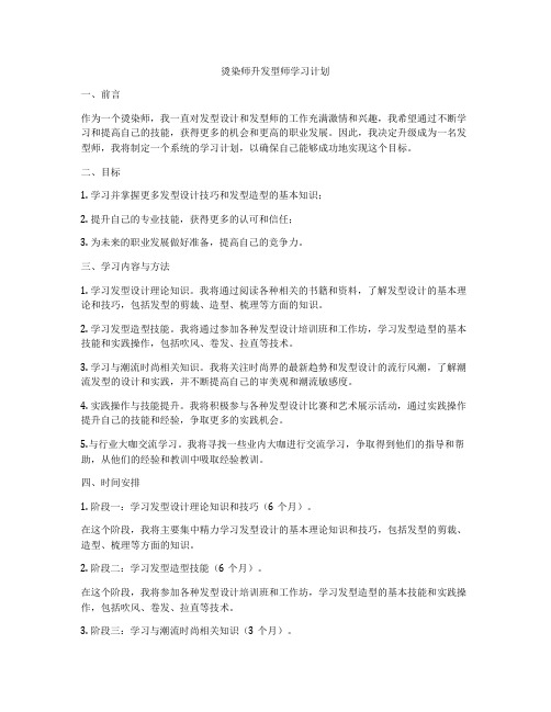 烫染师升发型师学习计划