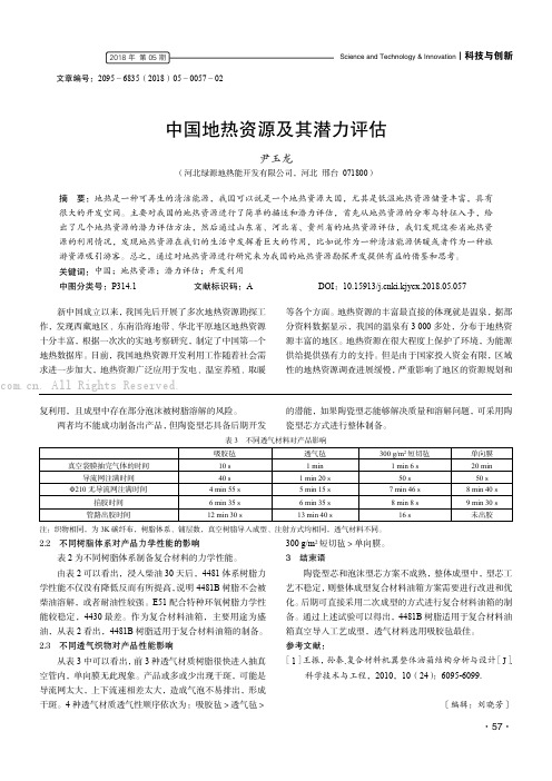 中国地热资源及其潜力评估