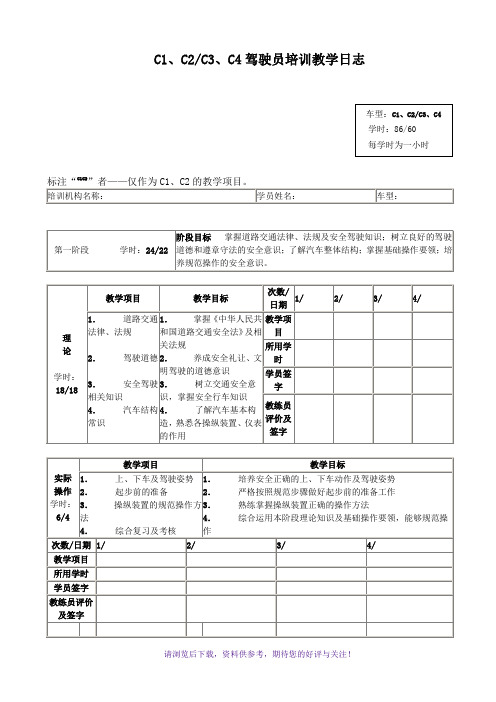 驾校培训教学日志