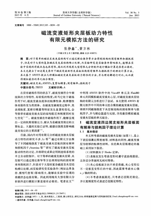 磁流变液矩形夹层板动力特性有限元模拟方法的研究