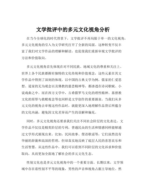 文学批评中的多元文化视角分析