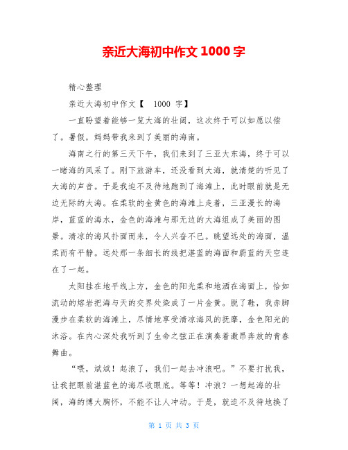 亲近大海初中作文1000字