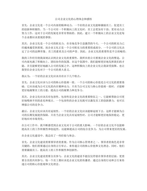 公司企业文化的心得体会和感悟