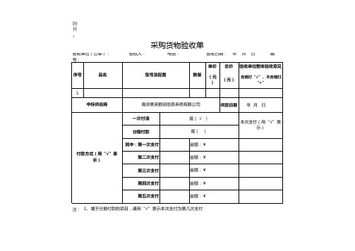 采购货物验收单excel模板