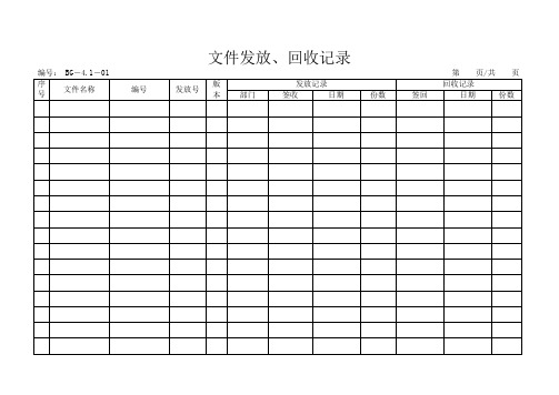 质量记录清单表格