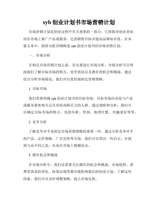 syb创业计划书市场营销计划