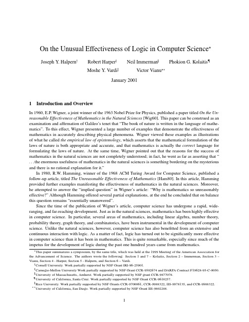 On the unusual effectiveness of Logic in computer science