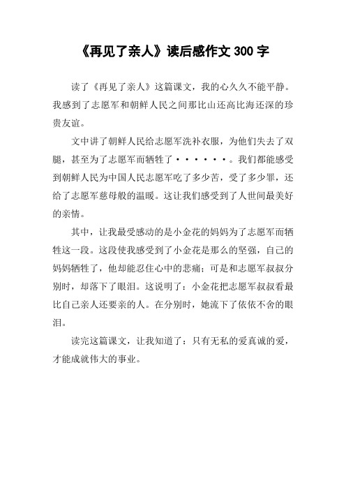 《再见了亲人》读后感作文300字