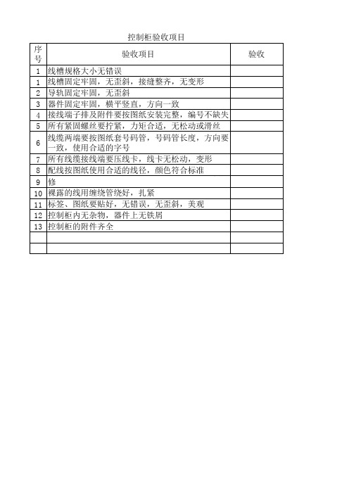 控制柜验收标准