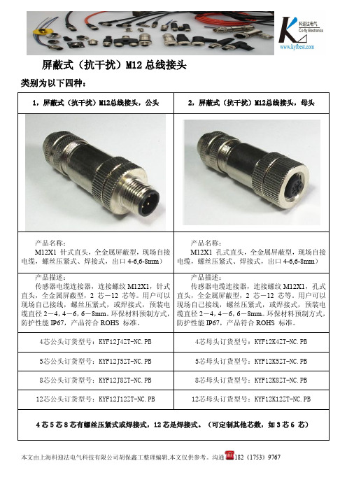 屏蔽式(抗干扰)M12总线接头