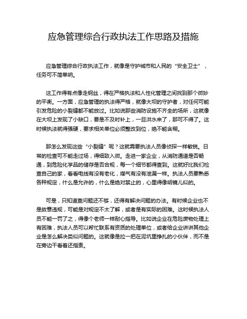 应急管理综合行政执法工作思路及措施