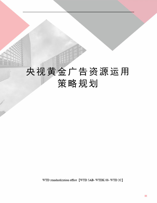 央视黄金广告资源运用策略规划