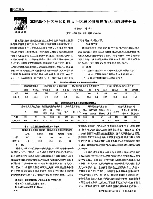 基层单位社区居民对建立社区居民健康档案认识的调查分析