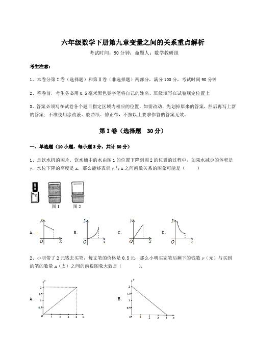 精品试题鲁教版(五四制)六年级数学下册第九章变量之间的关系重点解析练习题(含详解)