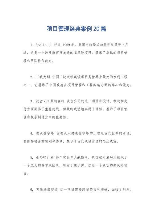 项目管理经典案例20篇