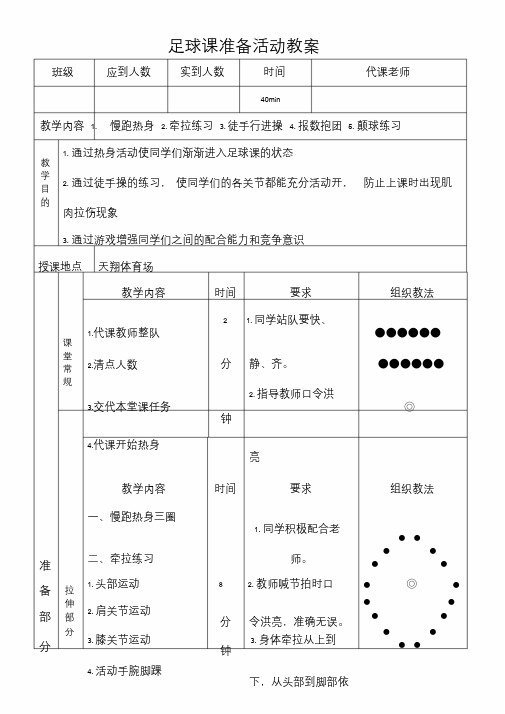 足球课准备活动教案-模板课件.doc