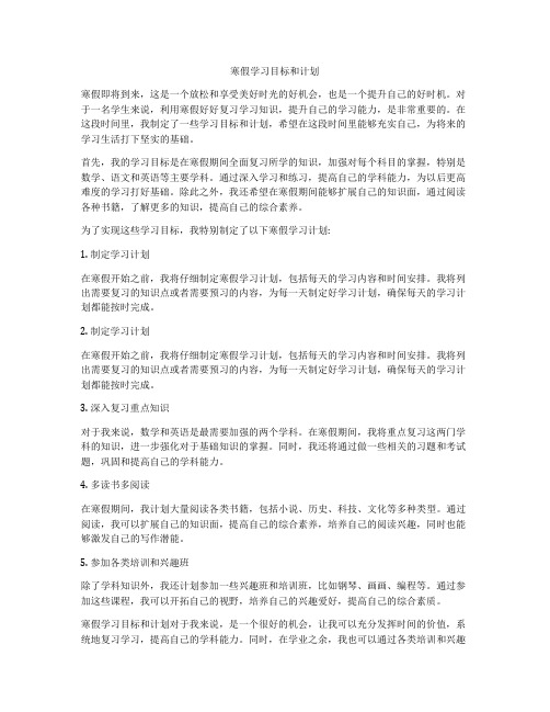 寒假学习目标和计划