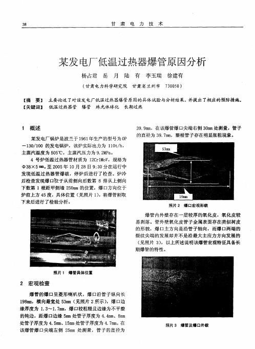 某发电厂低温过热器爆管原因分析