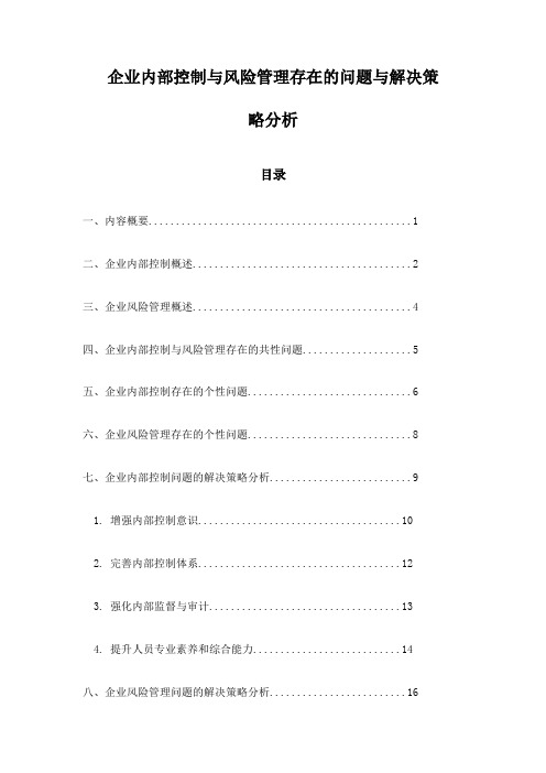 企业内部控制与风险管理存在的问题与解决策略分析